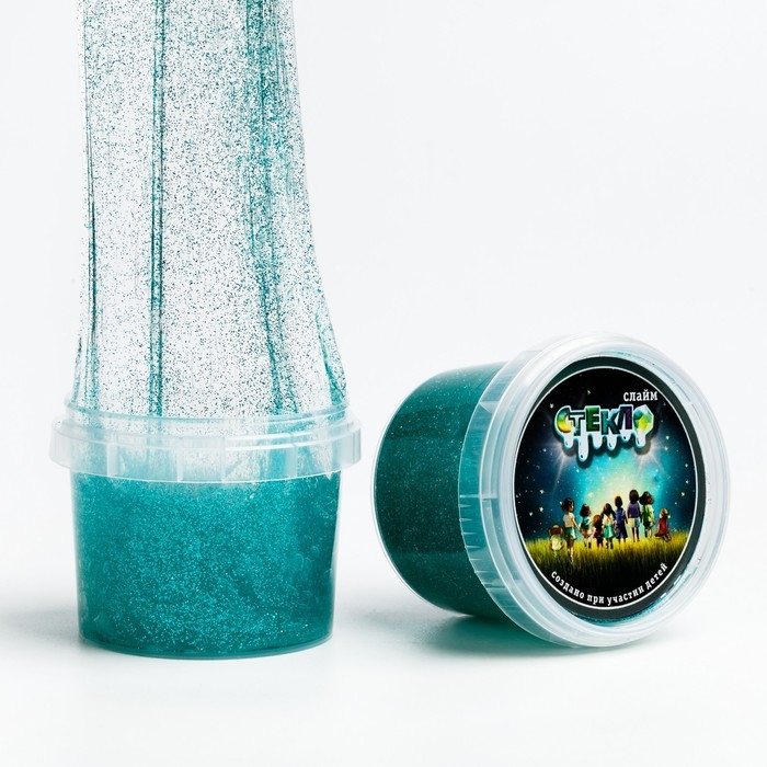 Слайм &laquo;Стекло&raquo; с бирюзовыми блёстками 100 г