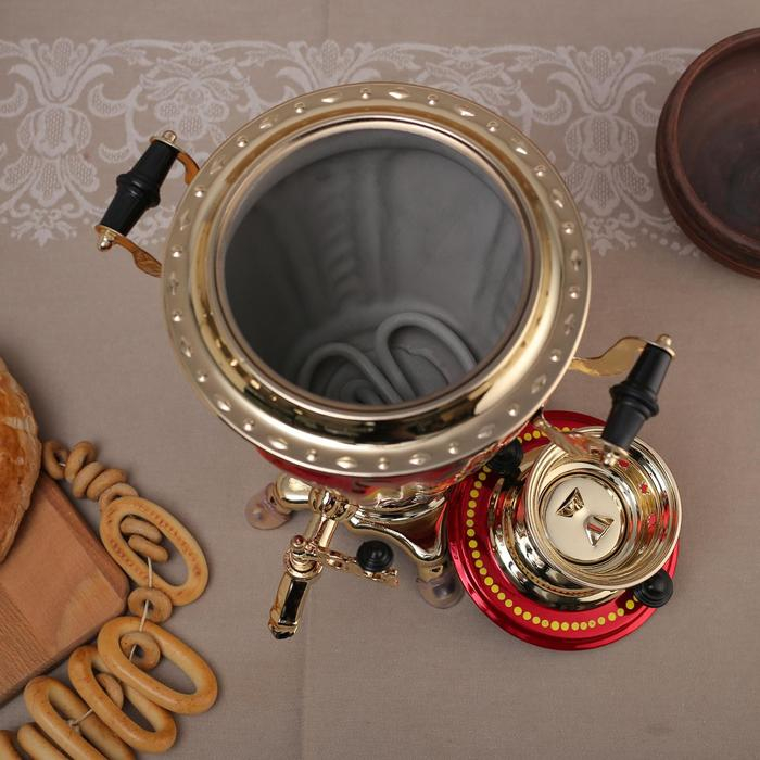 Самовар &laquo;Жостово на красном&raquo;, рюмка, 3 л, электрический