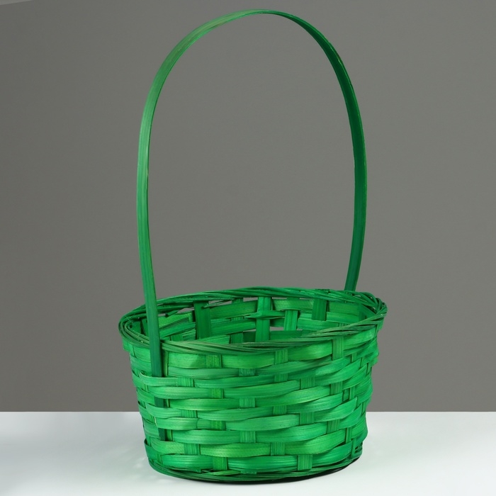 Корзина плетеная, D21 х 10/34 см, зелёный, бамбук Корзина плетеная, D21 х 10/34 см, зелёный, бамбук