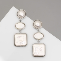 Серьги с жемчугом «Гавань» сознание, геометрия, цвет серебро Серьги с жемчугом «Гавань» сознание, геометрия, цвет серебро