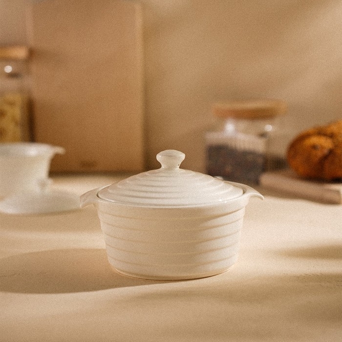 Кастрюля из жаропрочной керамики SL Home «Санторини», 750 мл, 19×16×7,5 см, цвет белый Кастрюля из жаропрочной керамики SL Home «Санторини», 750 мл, 19×16×7,5 см, цвет белый