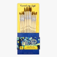 Кисть для рисования, набор белка круглые, 12 шт. № 1,2,3,4,5,6,7,8,9,10,11,12 &laquo;Ван Гог&raquo;