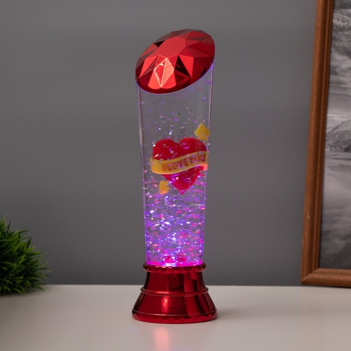 Лава лампа &laquo;Сердце&raquo; LED 3хААА, USB красный 6,5х6,5х23,7см