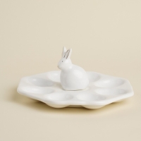 Подставка для яиц керамическая SL Home &laquo;Пасхальные кролики&raquo;, 19&times;9 см, 8 ячеек, цвет белый