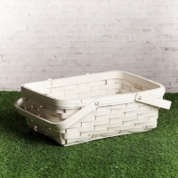 Корзина &laquo;Плетёнка&raquo;, белая, 31,5&times;12&times;25,5 см, шпон