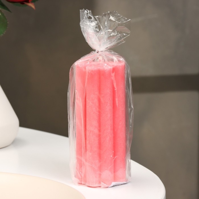 Свеча-цилиндр "Четырехлистник", 4,5х10,5 см, розовая, 6 ч