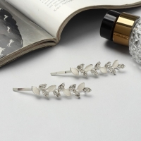 Невидимка для волос "Аннабелль" (набор 2 шт) лепесток белый, 6,5 см, серебро Невидимка для волос "Аннабелль" (набор 2 шт) лепесток белый, 6,5 см, серебро