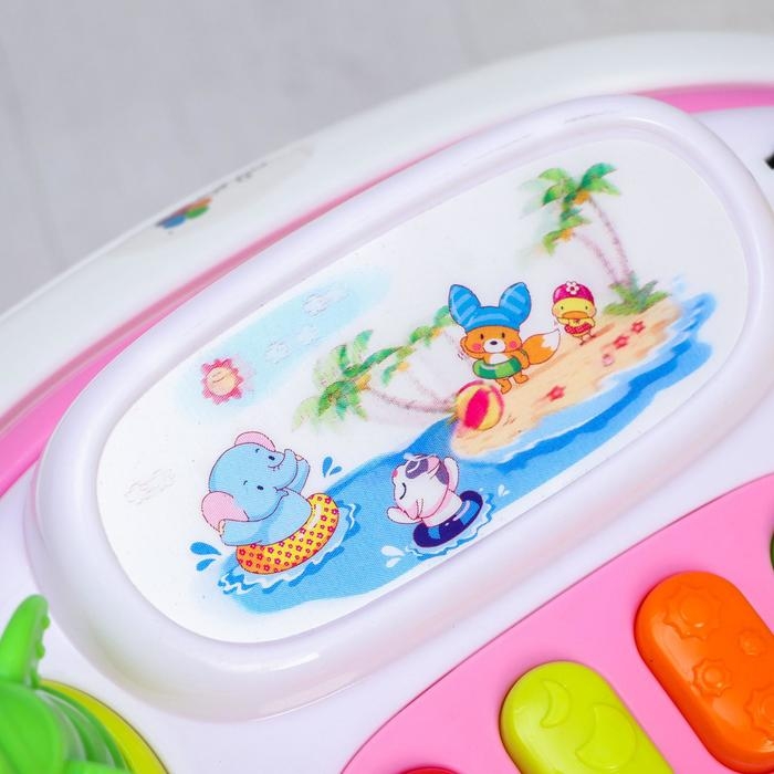 Ходунки &laquo;Улыбка&raquo;, 8 силик. колес, съемная панель, муз., свет, игрушки, розовый