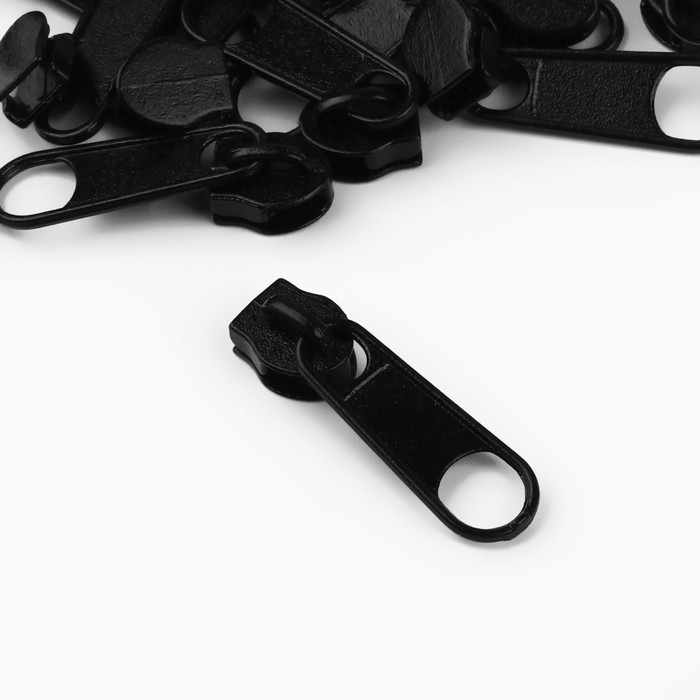 Набор: рулонная молния &laquo;Спираль&raquo; №3, 10 м, 20 бегунков, 40 верхних ограничителей, 20 нижних ограничителей, цвет чёрный