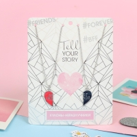 Кулоны &laquo;Неразлучники&raquo; best friends, сердце, цвет красно-синий в серебре, 45 см