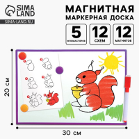 Магнитная маркерная доска &laquo;Я учусь рисовать. Животные&raquo;