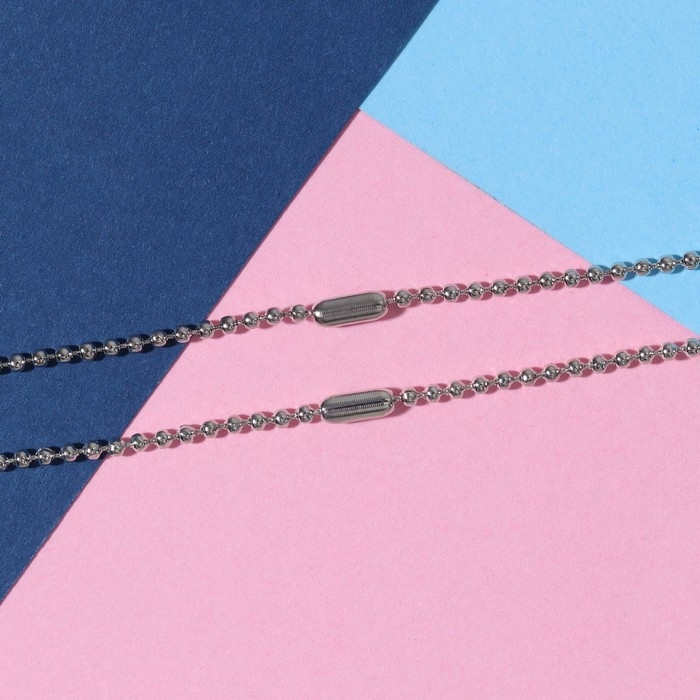 Кулоны &laquo;Неразлучники&raquo; пара сердец, цвет розово-голубой в серебре, 45 см