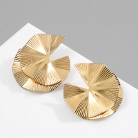 Серьги металл &laquo;Абстракция&raquo; двойной цветок, цвет золото