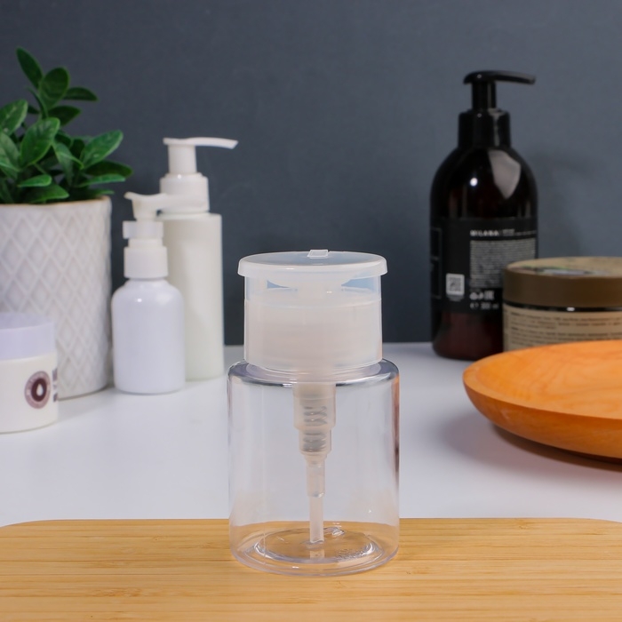 Флакон с помпой, 100 мл, цвет белый/прозрачный