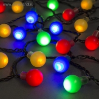 Гирлянда &laquo;Нить&raquo; 5 м с насадками &laquo;Шарики цветные&raquo;, IP20, тёмная нить, 30 LED, свечение мульти, 8 режимов, 220 В