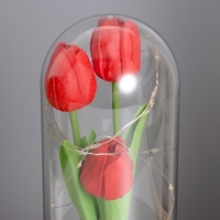 Ночник колба &laquo;Тюльпаны&raquo; LED 3хААА красный 10,5х10,5х22см