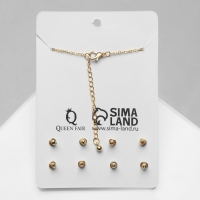 Гарнитур 5 предметов: серьги (4 пары), кулон &laquo;Минимал&raquo; море внутри, цвет золото, 40 см