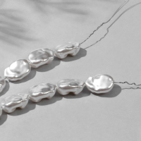 Бусины пластиковые на нити &laquo;Жемчуг&raquo; 15&times;10 мм, (набор 80 шт.), цвет белый