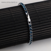 Браслет со стразами &laquo;Сияй&raquo; тонкая нить, цвет морской в серебре, 18 см