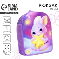 Рюкзак детский плюшевый для девочки &laquo;Зайка со звездочкой&raquo;, 22&times;17 см, на новый год