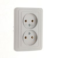 Розетка двухместная Luazon Lighting "Орион", 10 А, скрытая, без з/к, серебристая