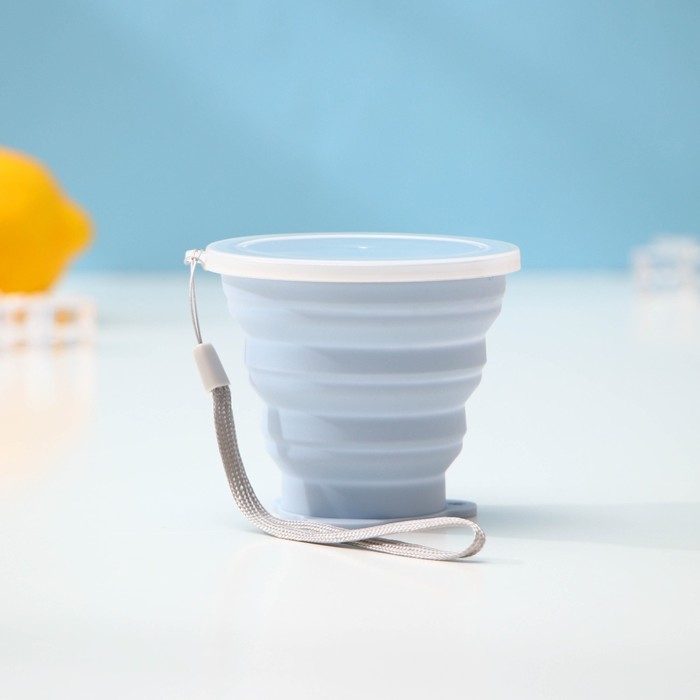 Стакан силиконовый складной с крышкой Доляна &laquo;Айли&raquo;, 180 мл, 9&times;8,5&times;9 см, цвет МИКС