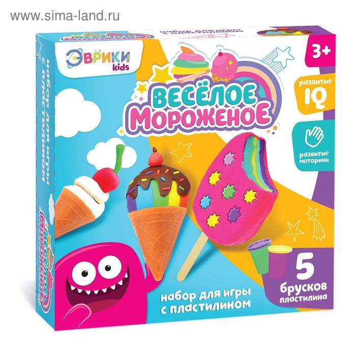Игровой набор для лепки &laquo;Весёлое мороженое&raquo;, 5 брусков пластилина, аксессуары