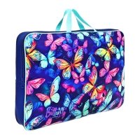 Папка для чертежей и рисунков А3, 470 х 350 х 75 мм, с ручками, текстильная, ПМД 3-20-4 "Неоновые бабочки" (тесьма) 71719 Папка для чертежей и рисунков А3, 470 х 350 х 75 мм, с ручками, текстильная, ПМД 3-20-4 "Неоновые бабочки" (тесьма) 71719