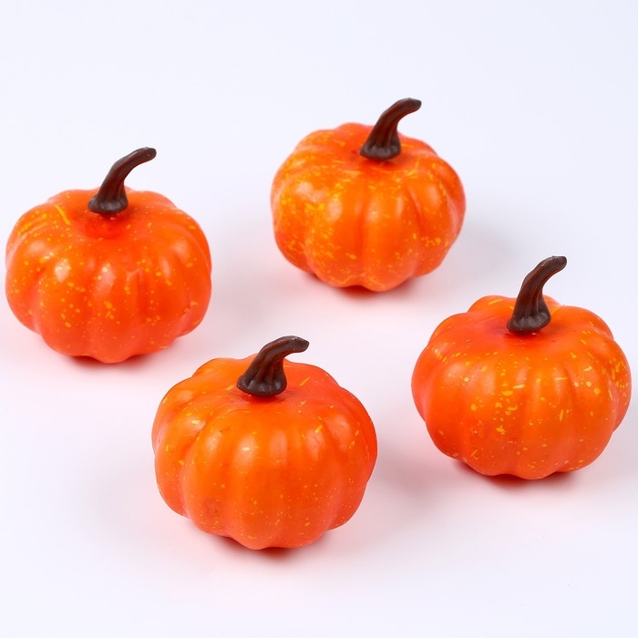 Фигурка для поделок и декора &laquo;Тыква&raquo;, набор 4 шт., размер 1 шт . &mdash; 6 &times; 6 &times; 6 см, цвет оранжевый