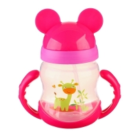 Поильник детский с силиконовой трубочкой, 250 мл., с ручками, цвет МИКС Поильник детский с силиконовой трубочкой, 250 мл., с ручками, цвет МИКС