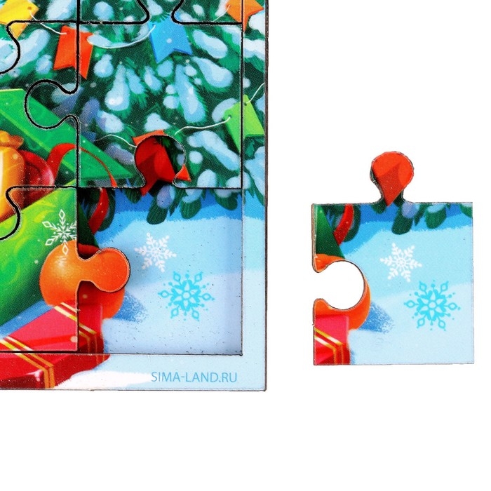 Деревянный пазл &laquo;Новый год! Лисёнок с подарками&raquo;
