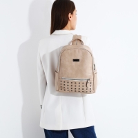 Рюкзак женский из искусственной кожи на молнии, 1 карман, цвет бежевый Рюкзак женский из искусственной кожи на молнии, 1 карман, цвет бежевый