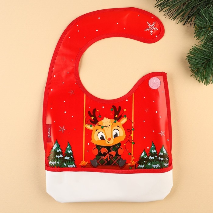 Нагрудник для кормления новогодний «Любимый подарочек», непромокаемый на липучке, с карманом, подарочная упаковка, Крошка Я Нагрудник для кормления новогодний «Любимый подарочек», непромокаемый на липучке, с карманом, подарочная упаковка, Крошка Я