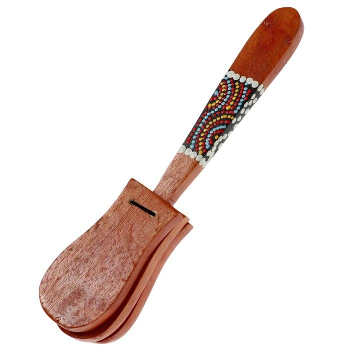 Сувенирный музыкальный инструмент дерево "Кастаньет с узором" 4x5x23 см