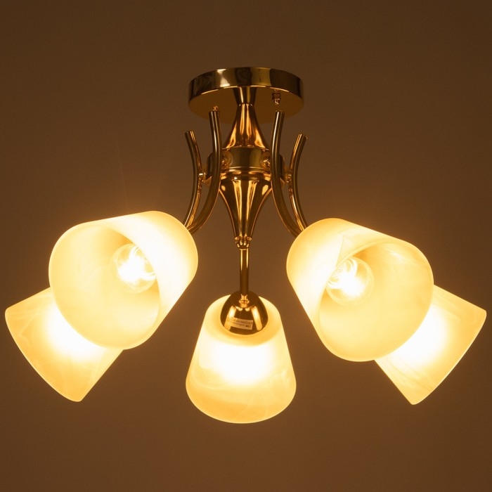 Люстра потолочная Элли 5х40Вт Е27 Золото 52x52x30 см