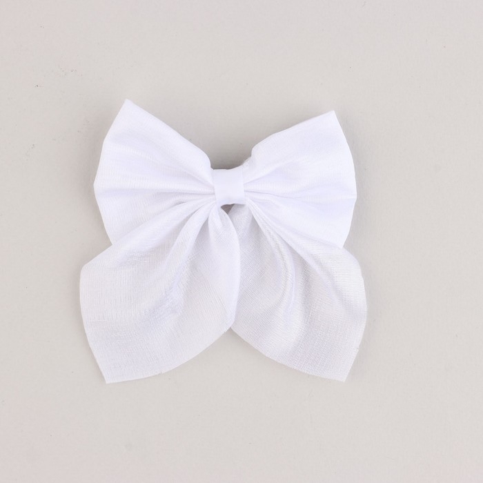 Бант для волос белый школьный &laquo;Фея&raquo; на заколке,11,3 х 12,6 см