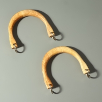 Ручки для сумки деревянные, с полукольцами, 10,3 &times; 8 см, 2 шт, цвет бежевый/серебряный