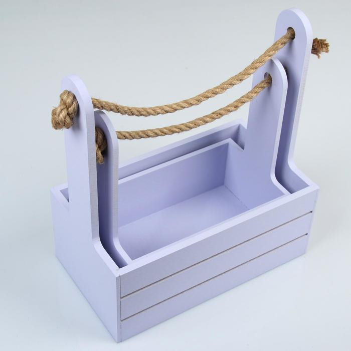 Набор кашпо деревянных 2 в 1 (25×15×30; 21×12×23 см) Набор кашпо деревянных 2 в 1 (25×15×30; 21×12×23 см) "Dear", ручка канат, лаванда