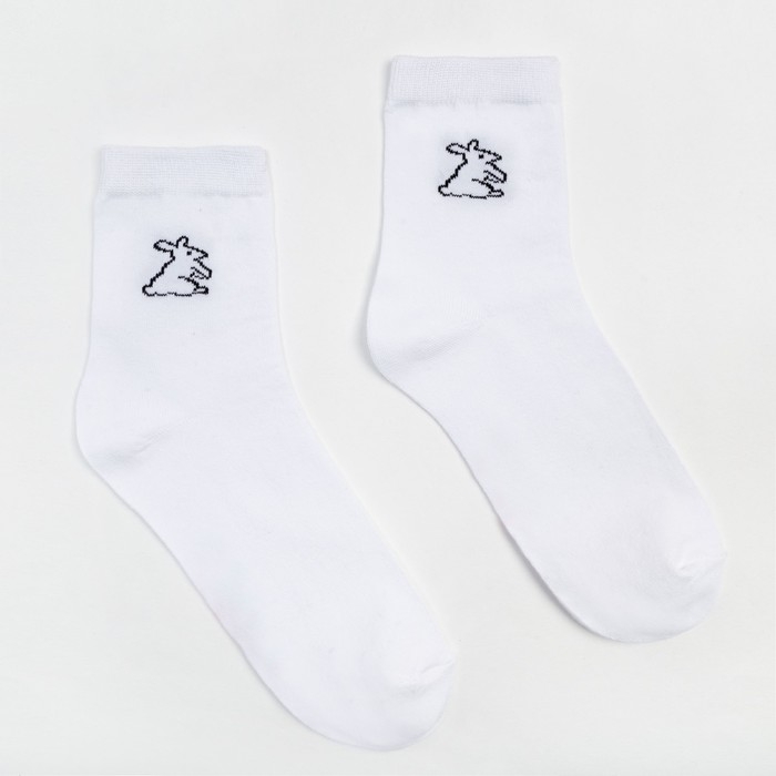 Носки женские MINAKU &laquo;Зайчик&raquo;, цвет белый, размер 38-39 (25 см)