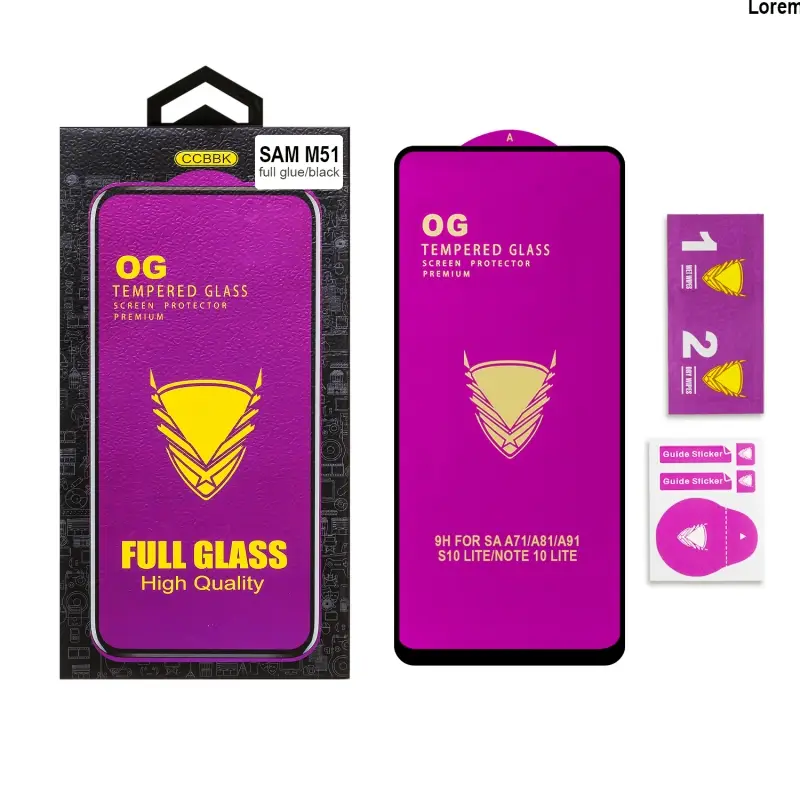Защитное стекло Samsung A71/M51/S10 Lite/Note 10 Lite OG 3D черные