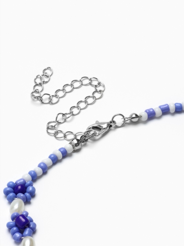 Колье «Бисер» незабудки, цвет сине-белый, 30 см Колье «Бисер» незабудки, цвет сине-белый, 30 см