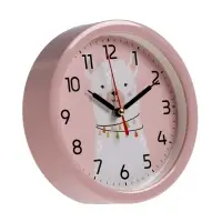 Будильник "Альпака", плавный ход, d=15см, розовый