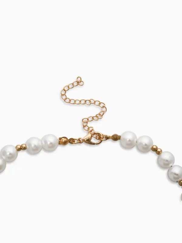 Кулон на жемчужных бусах "Морская звезда", цвет белый в золоте