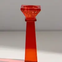 Подсвечник стекло на 1 свечу "Феникс" оранж d=2,2 и 4,2 см 5,5х5,5х16,7 см
