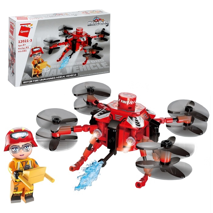 Конструктор блочный для мальчиков Огнеборцы &laquo;Пожарный квадрокоптер&raquo;, 161 деталь