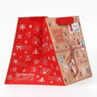 Пакет подарочный новогодний с широким дном &laquo;Сказочный подарок&raquo;, 25 х 19 х 18 см