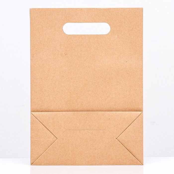 Коробка-пакет с ручкой, крафт, 26 х 19 х 9 см
