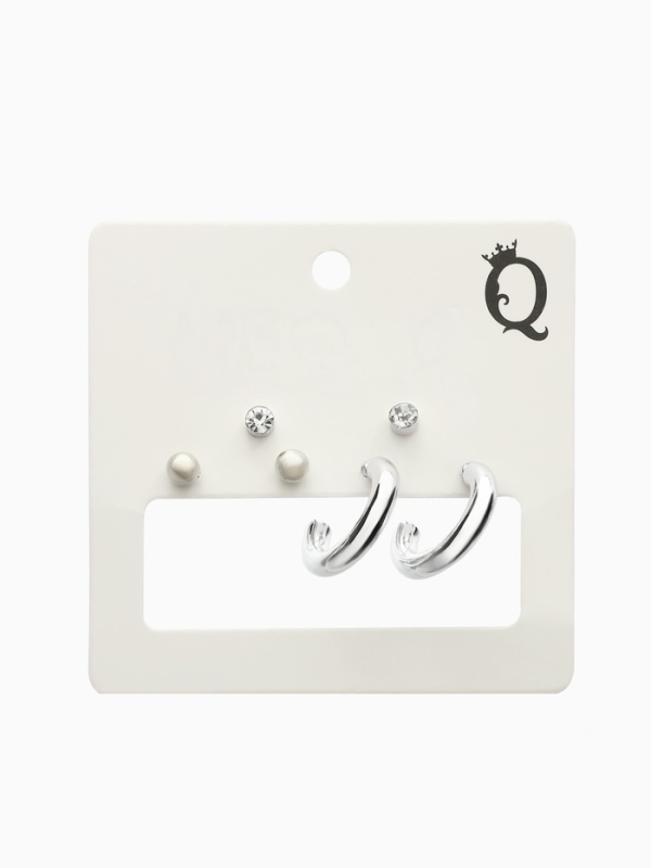 Набор серьги 3 пары &laquo;Классика&raquo; кольца, цвет серебро