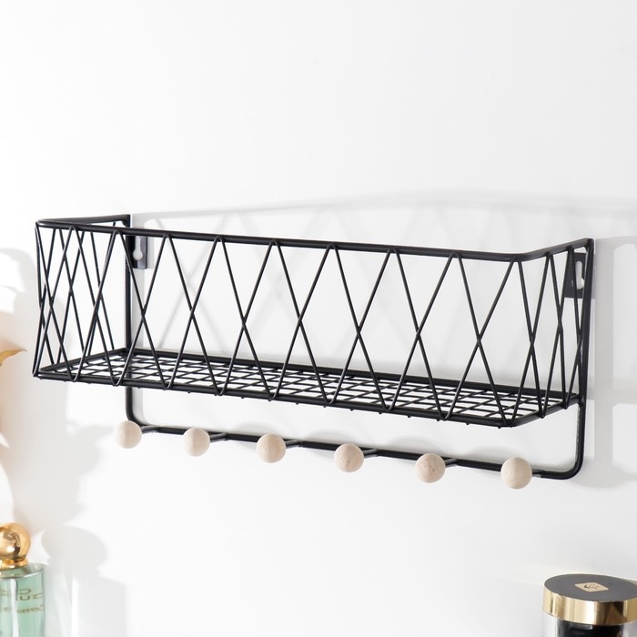 Крючки декоративные металл "Сеть" чёрный 15,5х12х35 см