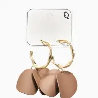 Серьги "Лепесточки на кольце", цвет коричневый в золоте